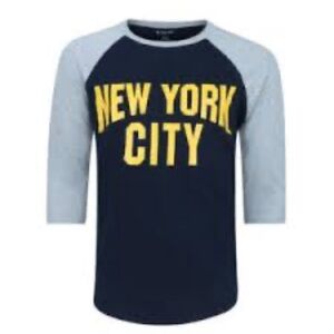New York Raglan Sleeves for Adults Blue and Yellow T-Shirt Size XL NYC